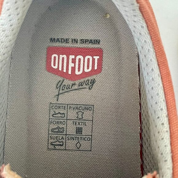 OnFoot Orange Canvas & Leather Slip-On Sneakers Gum Sole Men’s 9 EU 42 - Picture 5 of 14
